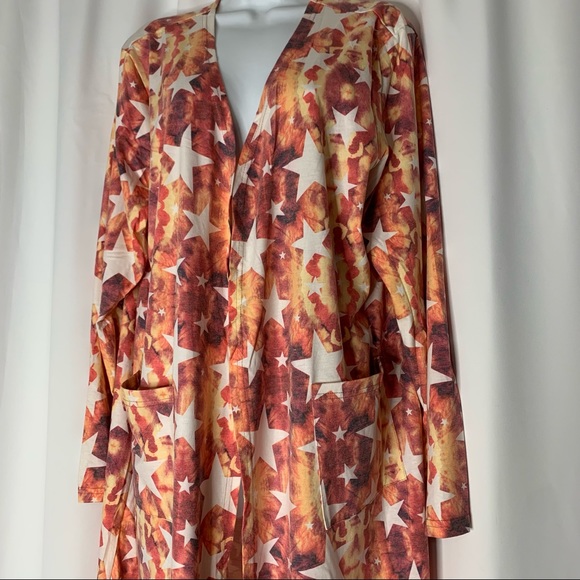 NWT Boutique L&B Plus Kimono Cardigan Tie Dye Stars Swim Coverup XL 1X 2X 3X - Picture 10 of 10